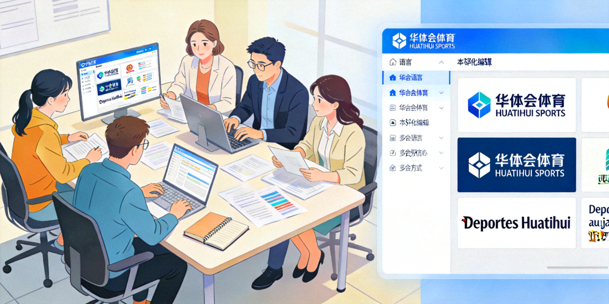 华体会体育本地化编辑团队工作场景与多语言界面展示